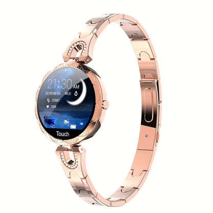 Smartwatch for Women with 1.09-Inch Round Touch Display, Rhinestone Bracelet and 100 Sport Modes