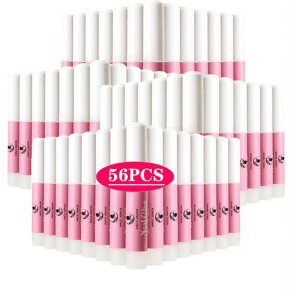 Nail Bonding Gel 56pcs Bulk Pack Strong Instant Adhesive for Press On Nails Acrylic Tips — Fast Dry Long-Lasting Clear Liquid Nail Glue for DIY Manicure Pedicure Nail Sticker Home & Salon Women