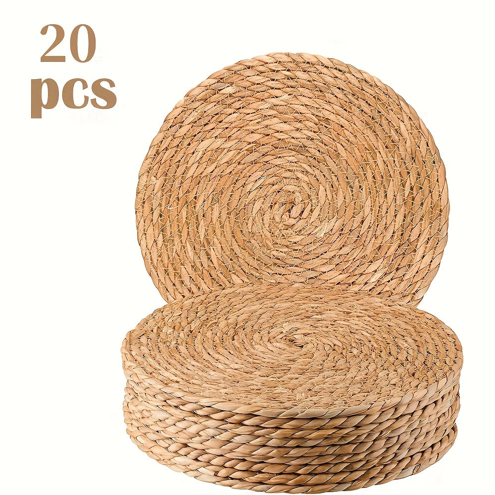 Round Braided Table Placemats in 6-, 10-, 20-, 30- or 50-Piece Options with 12-Inch Diameter