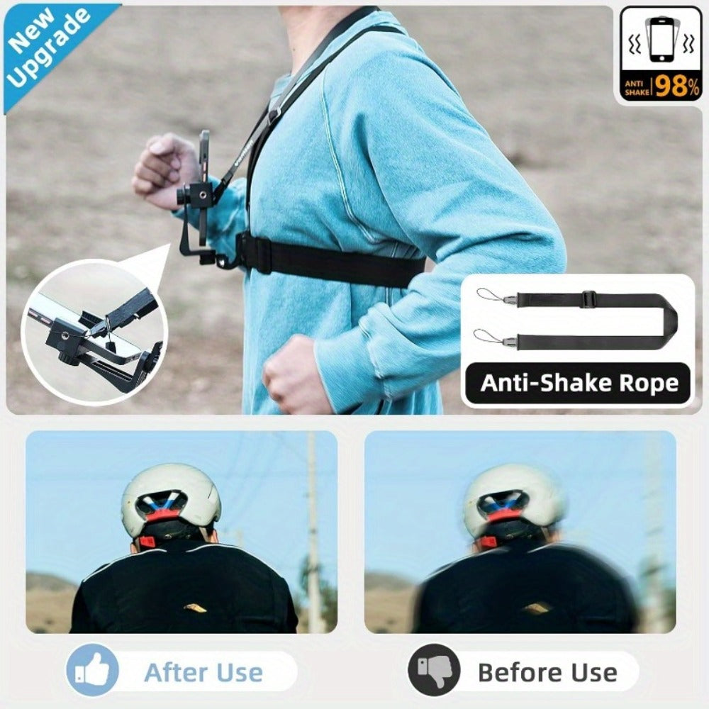 Adjustable Chest Camera Mount Harness with Six Black Checkout Styles and One-Size Strap Configuration
