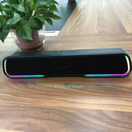 HiFi Soundbar with Subwoofer and RGB Lights, Bluetooth 5.0 Home Theater Speaker, FM Radio TF Card USB AUX TWS, Surround Sound for TV PC Laptop Gaming Console Smartphone Tablet
