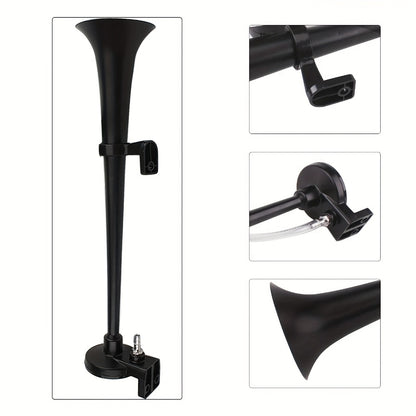 Air Horn Kit for Trucks – Super Loud 18" Single Trumpet Train Horn with Compressor, 12V/24V Universal Fit for Truck, Car, SUV, Jeep – Chrome & Black