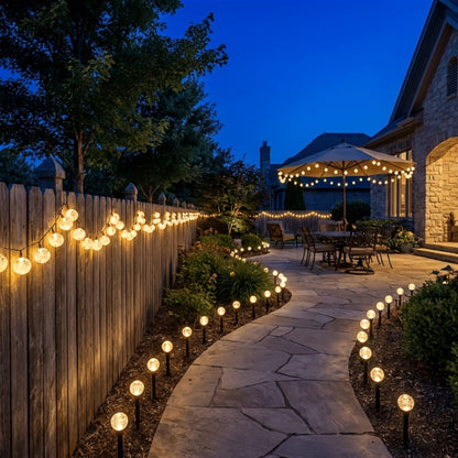 Solar Garden Lights Outdoor 30 Pack Crystal Bubble Ball Ground Spike LED - 8 Modes Waterproof Solar Powered Landscape Fairy Lights for Yard Lawn Pathway Patio Camping Christmas Holiday Decoration