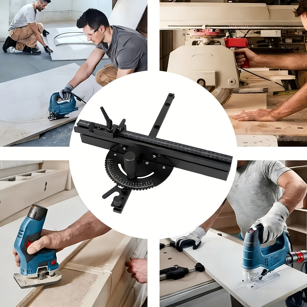 Adjustable Woodworking Miter Angle Gauge with 400 mm Fence and Black or Red Guide Rail Options