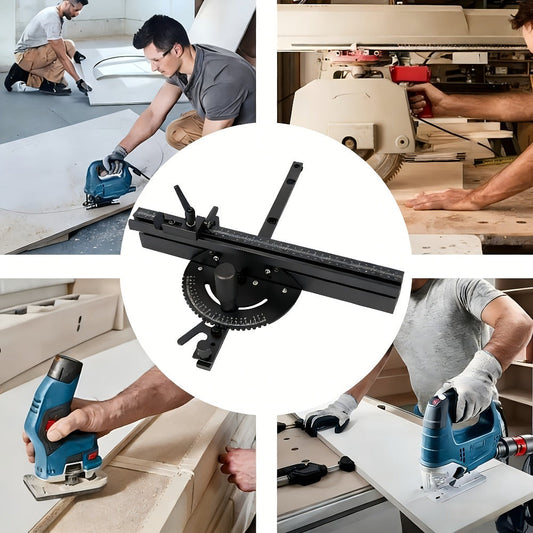 400mm Woodworking Angle Gauge with Adjustable Fence & Guide Rail – Precision Miter Measuring Tool Compatible with 30mm & 45mm T-Track for Table Saw Router