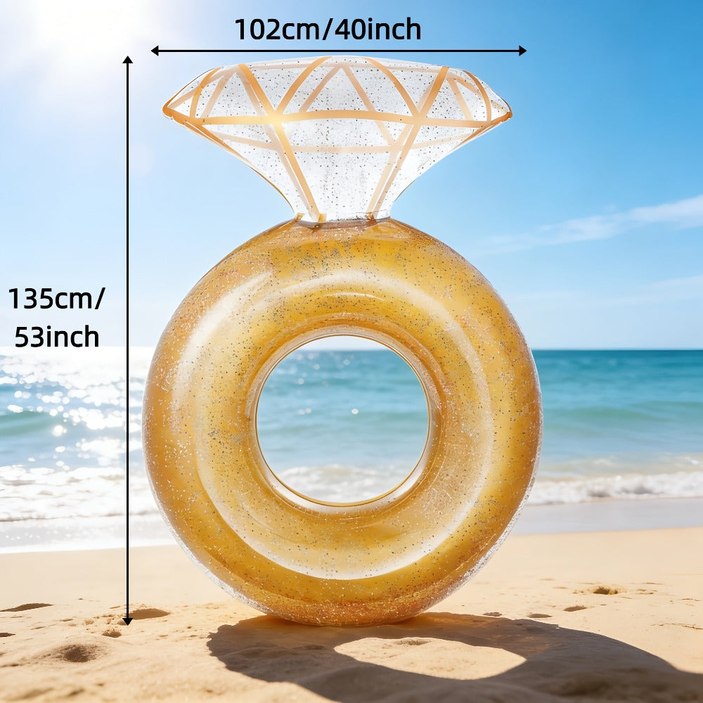 Giant Engagement Ring Pool Float 49×31 Inch Inflatable Diamond Ring Floatie for Bachelorette Party Bridal Shower Wedding Pool Decoration Adults Gold White Pink