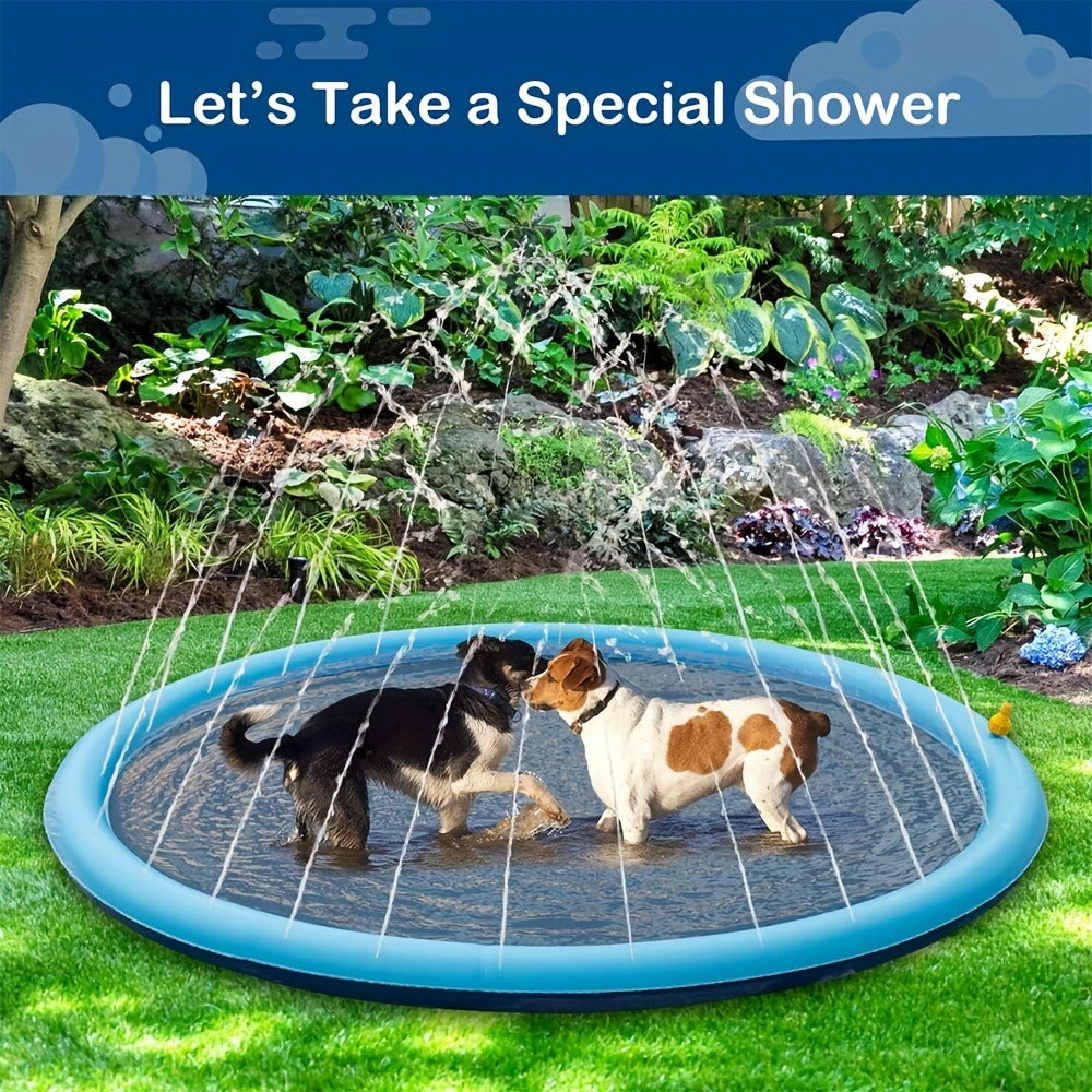 Dog Splash Pad for Large Dogs Extra Thick 0.6mm – Non-Slip Heavy Duty Sprinkler Pool & Cooling Mat for Jumbo & Big Breeds, Outdoor Summer Backyard Water Play Fountain, Pet Cooling Gift