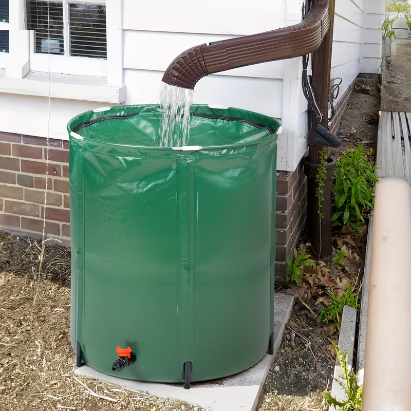 Rain Barrel Collapsible 50 & 100 Gallon Outdoor Water Storage Tank with Spigot & Mesh Top