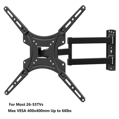 Full Motion TV Wall Mount 37-75 Inch, Dual Arm Swivel Tilt, VESA 600x400mm, Extends 15.4 Inch, Fits LED LCD OLED Flat Curved Screens