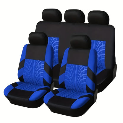 Car Seat Covers 5-Seat Tire-Track Full-Enclosure Design in Breathable Polyester and Eighteen Colors