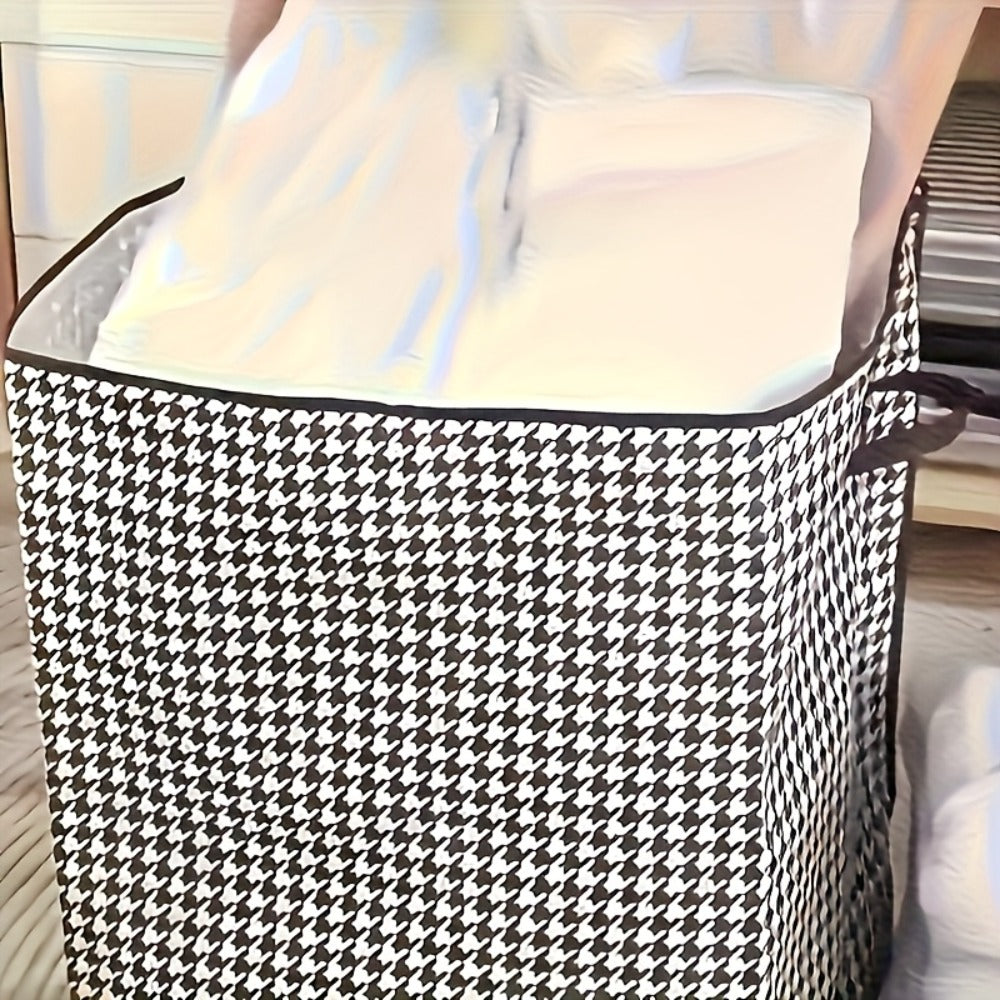 Houndstooth Lidded Storage Bins in One- or Three-Piece XXXL 55.48-Gallon Options with Carry Handles