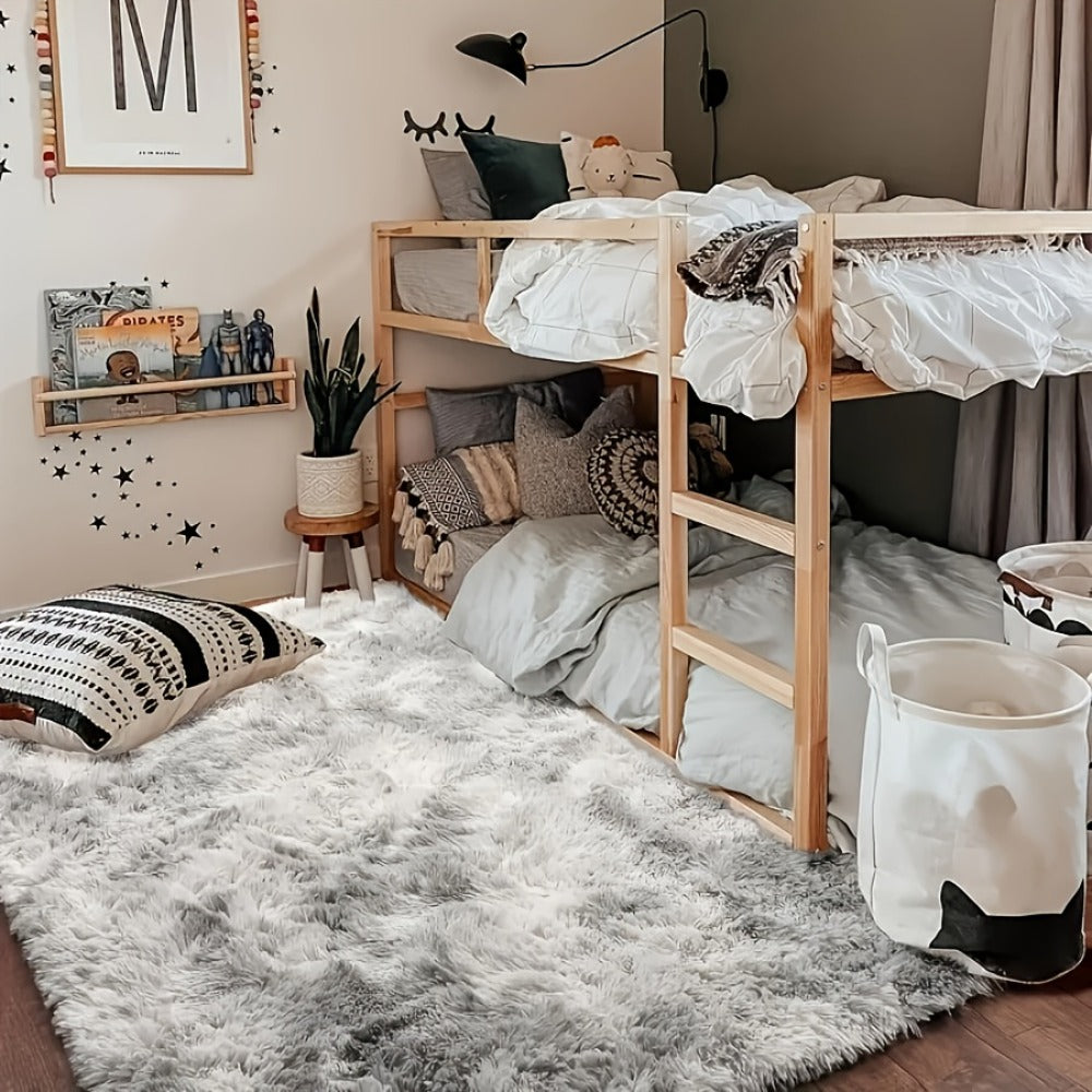 Tie-Dye Plush Area Rug with 160 x 80 cm Light Gray or 160 x 90 cm Light Gray and Dark Black Options