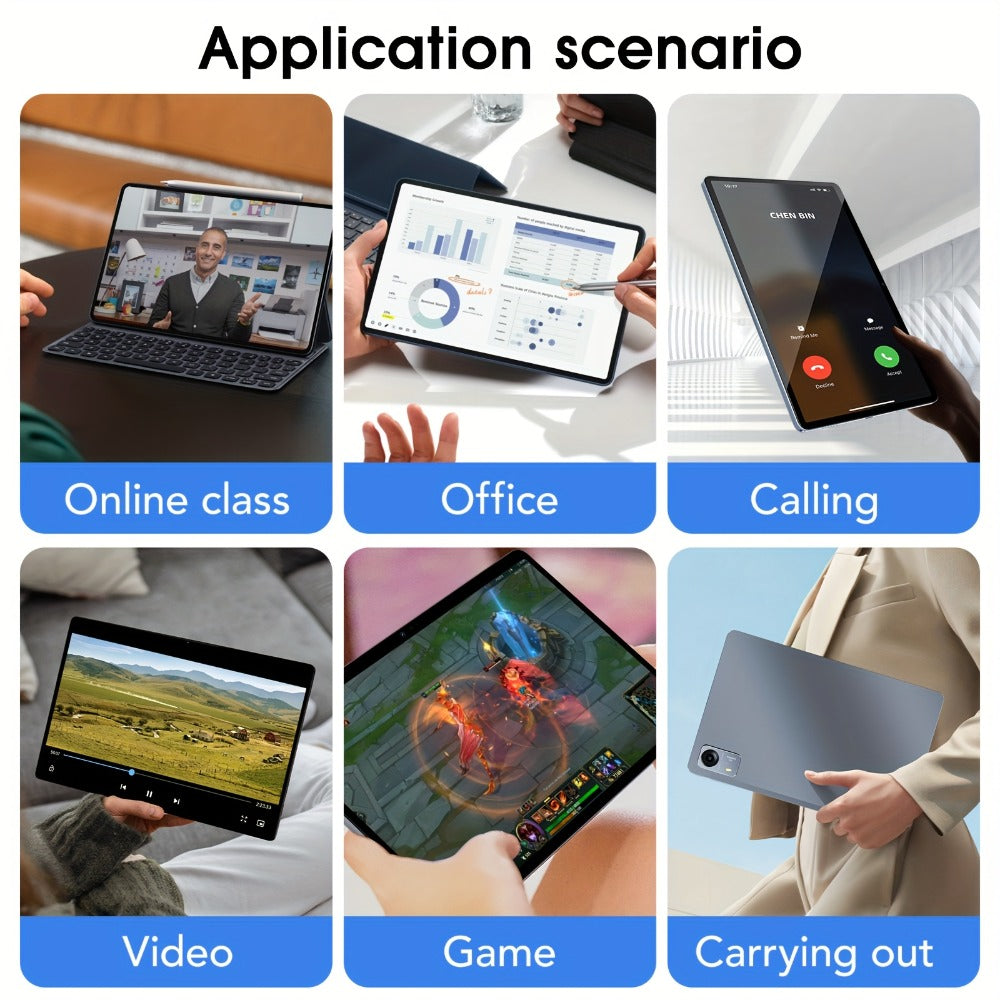 4G LTE Tablet 10.1 Inch Android 14 14GB RAM 256GB ROM 1TB Expandable Dual SIM Phone Call 5G WiFi Octa-Core T606 InCell Display Face Recognition Gaming Office Entertainment Tablet – Unlocked