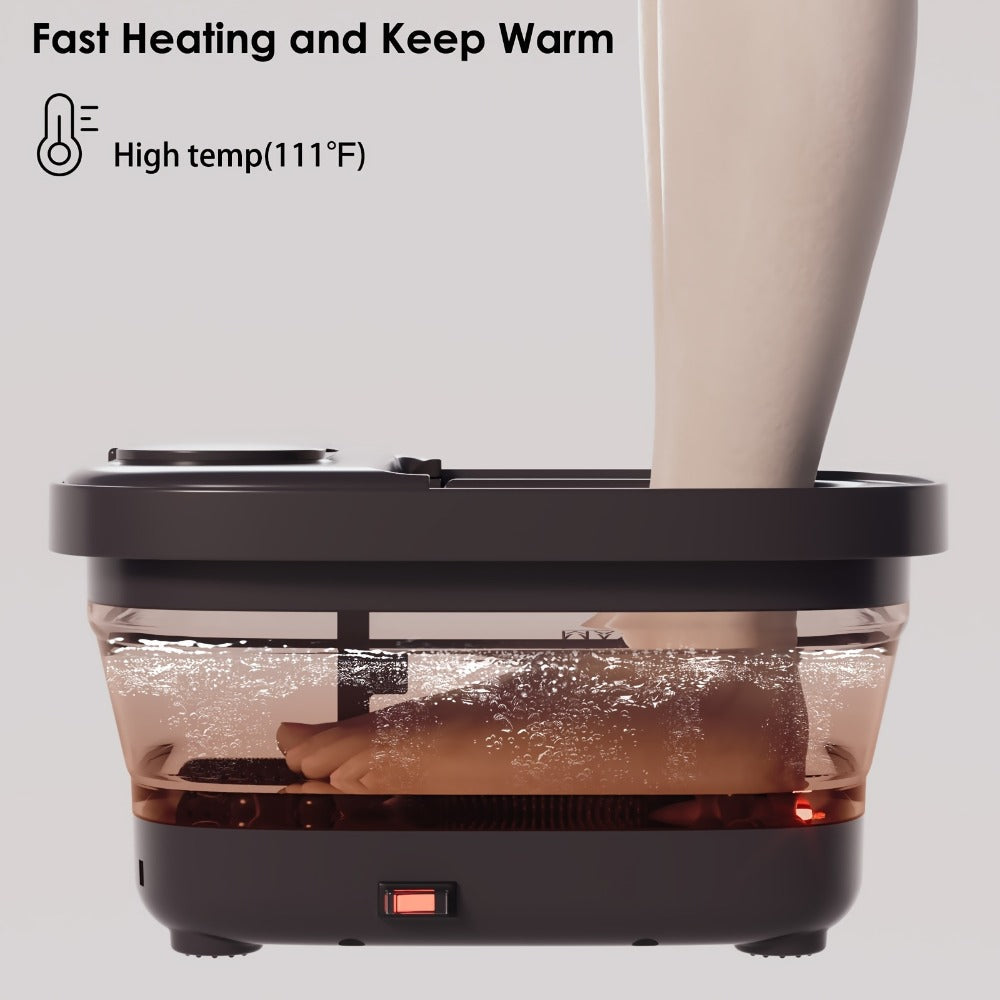 Collapsible Foot Spa Bath with Heat, Bubbles, Remote Temperature Control and Three Attachments