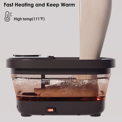 Collapsible Foot Spa Bath with Heat, Bubbles, Remote Temperature Control and Three Attachments