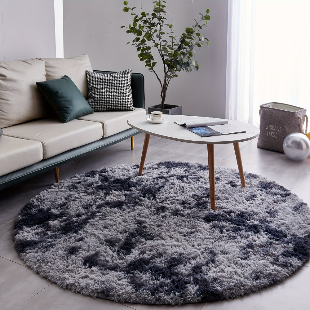 Area Rug, Round Shaggy Plush Carpet in Seven Colors and 4-, 5- or 6-Foot Diameters with Spot-Clean Care