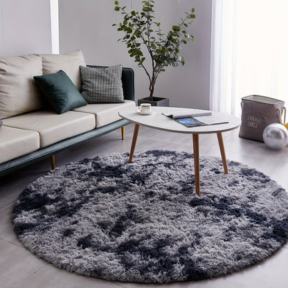 Area Rug, Round Shaggy Plush Carpet in Seven Colors and 4-, 5- or 6-Foot Diameters with Spot-Clean Care