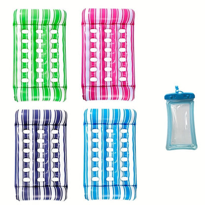 Pool Float Striped Tanning Mat with Built-In Headrest, 51.18 x 27.56 Inches and Three Color Selections