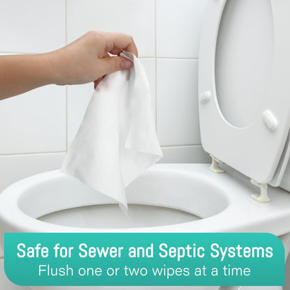 Flushable Wet Wipes Extra Large Thickened 48ct – Alcohol-Free Plant-Based Butt Wipes, Septic Safe, Quick-Dispersing for Baby Sensitive Skin, Feminine & Personal Care – Pack of 3 or 6