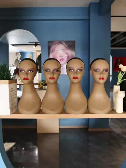Female Wig Display Mannequin Head 4 Pcs Set Plastic – Hat Necklace Holder Salon Training Practice Retail Store Showcase Hairstyle Display Wig Shop Home Storage