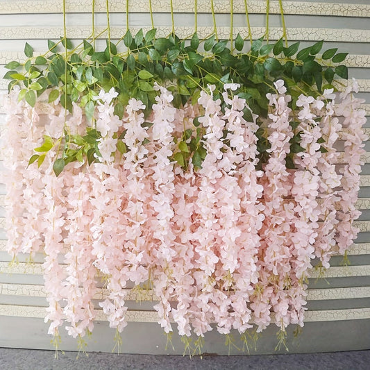 Artificial Flowers 24-Piece Light Pink Wisteria Vine Garland for Wedding Arches, Walls and Backdrops
