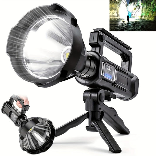 XHP90 High Power LED Flashlight USB Rechargeable Powerful Spotlight Searchlight – 4 Modes, Camping Lantern Torch with Bracket for Fishing Camping Hiking Hunting Outdoor Adventure Patrol