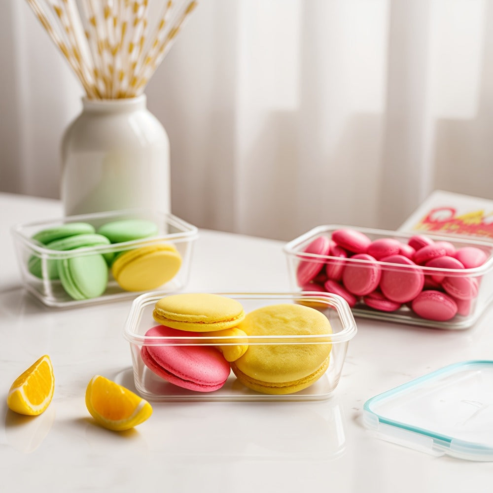 Sixteen-Piece Glass Food Storage Set with Eight Bowls and Eight Lids in Four Color Configurations