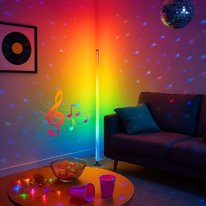 RGB Floor Lamp with Remote Control USB Powered | Color Changing LED Corner Lamp with Adjustable Brightness – Modern Space-Themed Ambient Light for Living Room & Bedroom