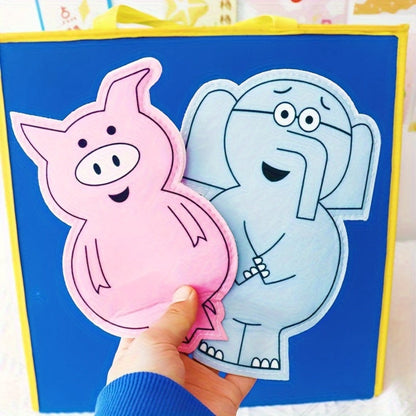 Elephant and Piggie Hand Puppets Plush Stuffed Animal Props for Storytelling, Classroom Teaching & Role Play, Interactive Read-Aloud Toy for Kids Toddlers, Birthday Gift – Pink Animal & Baby Elephant