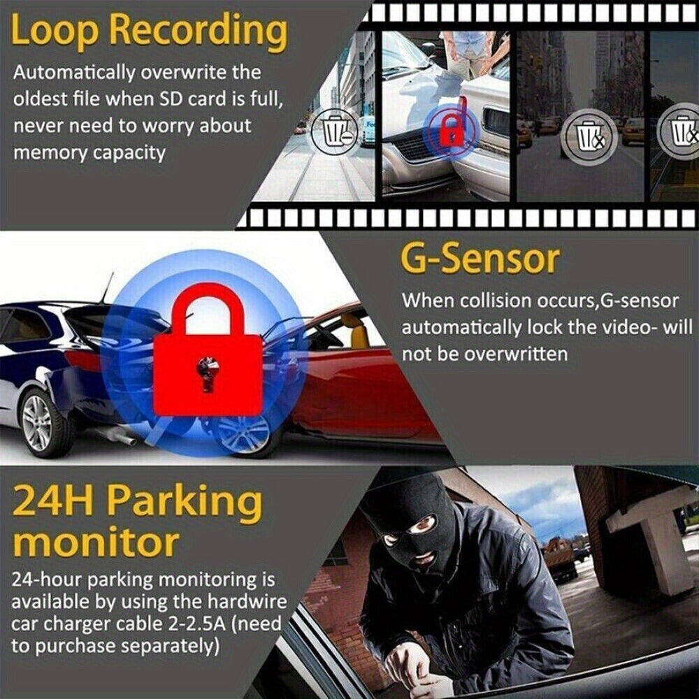 1080P WiFi Dash Cam 170° Wide Angle – HD Car DVR with G-Sensor, Loop Recording, Night Vision, Smartphone App View, Compact Windshield Camera for Cars & Trucks