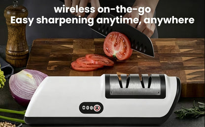 USB-Rechargeable Electric Knife Sharpener with Two Guided Slots in Upgraded Black or Yellow Models