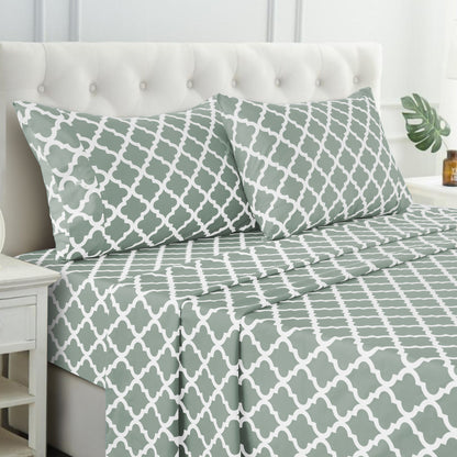Bed Sheet Set Brushed Polyester in 3- or 4-Piece Configuration with Six Sizes and Eight Colors