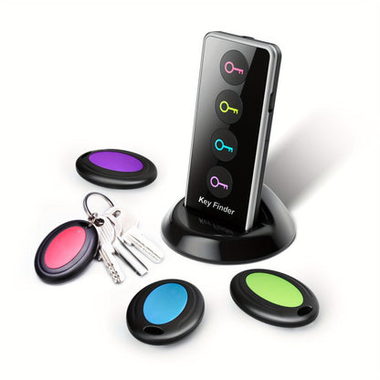 RF Key Finder 4 Receivers No App Required – Wireless Item Locator 131ft Range with LED Flashlight, Easy for Seniors, Find Keys Phones Wallets TV Remotes, Batteries Included