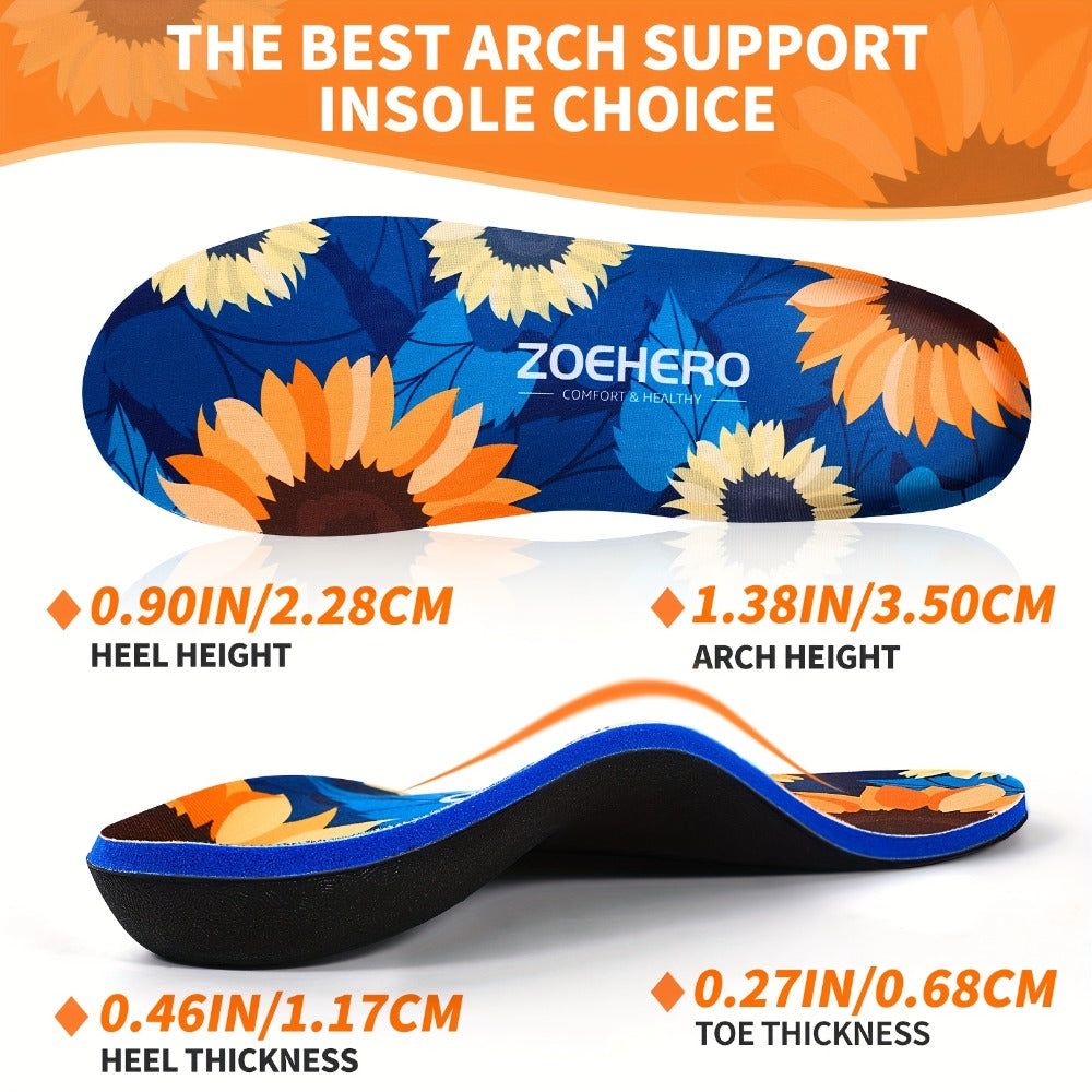 Arch Support Insoles for Men & Women - Heavy Duty Flat Feet Shoe Inserts for All-Day Standing, Running, Walking & Work Boots - Deep Heel Cup, Shock Absorption, 10 Sizes No Trimming Needed