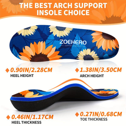 Arch Support Insoles for Men & Women - Heavy Duty Flat Feet Shoe Inserts for All-Day Standing, Running, Walking & Work Boots - Deep Heel Cup, Shock Absorption, 10 Sizes No Trimming Needed