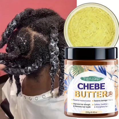 250g Chebe Butter Hair Mask in Clear Jar with African Shea, Castor and Batana Oils Named on Label
