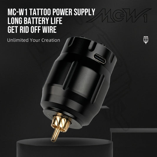Wireless Tattoo Power Supply Rechargeable — LED Digital Display, RCA Connector, Portable Battery Pack for Rotary Tattoo Machines & PMU Devices, 4 Colors