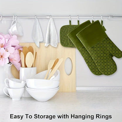 Oven Mitts and Pot Holders Set 6 Piece Heat Resistant Kitchen Gloves Non-Slip Cooking Mitts with Potholder
