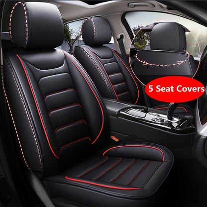 Car Seat Covers 5-Seat Faux Leather Set with Foam Padding and Optional Matching Pillow Pieces