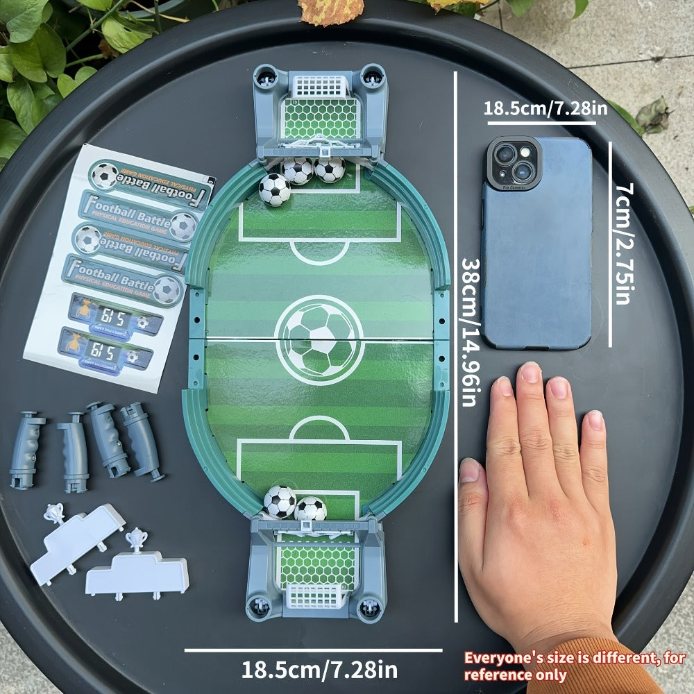 Compact Tabletop Football Flick Game with Twin Scoreboards and 6- or 10-Ball Checkout Options