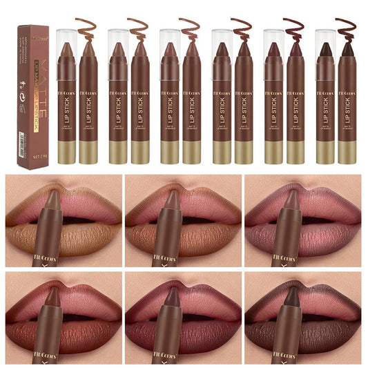 Full Coverage Matte Lipstick Set 6 Shades Waterproof Long-Lasting Non-Fading – Velvet Paste Formula Orange Brown Pink Purple Red Lip Color for All Skin Tones Daily Wear Gift Women