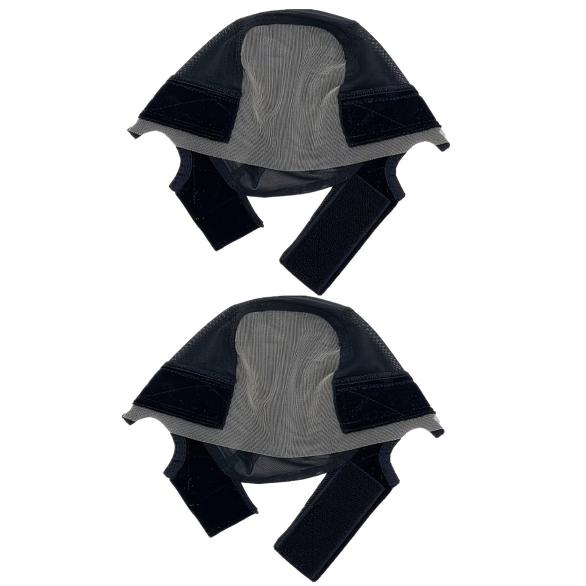 Wide Lace Wig Grip Caps, Two-Piece Set with Ear Cutouts and Adjustable Straps in Brown, Black or Beige
