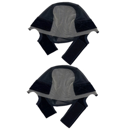 Wide Lace Wig Grip Caps, Two-Piece Set with Ear Cutouts and Adjustable Straps in Brown, Black or Beige
