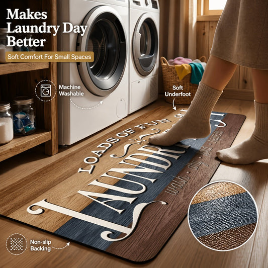 Farmhouse Laundry Room Runner Rug - Non-Slip Washable Retro Kitchen & Bathroom Mat | Anti-Slip Floor Runner for Laundry Room, Kitchen, Bathroom & Entryway | Boho Home Decor Accent Rug Multiple Sizes