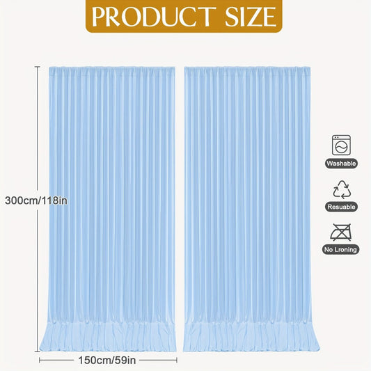 2-Pack 10x10ft Spandex Photography Backdrop Curtains - Wrinkle-Resistant Polyester Background Cloth with Pole Pockets for Weddings, Birthdays, Banquets & Photo Studio Events