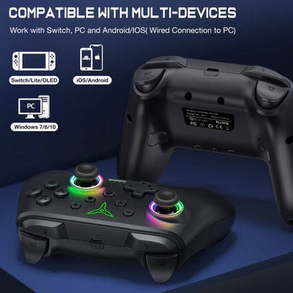 Wireless Nintendo Switch Controller RGB Programmable with TURBO & Wakeup Function – Compatible with Switch / Switch Lite / Switch OLED / iOS / Android / PC, Multi-Platform Wireless Gamepad with RGB Light