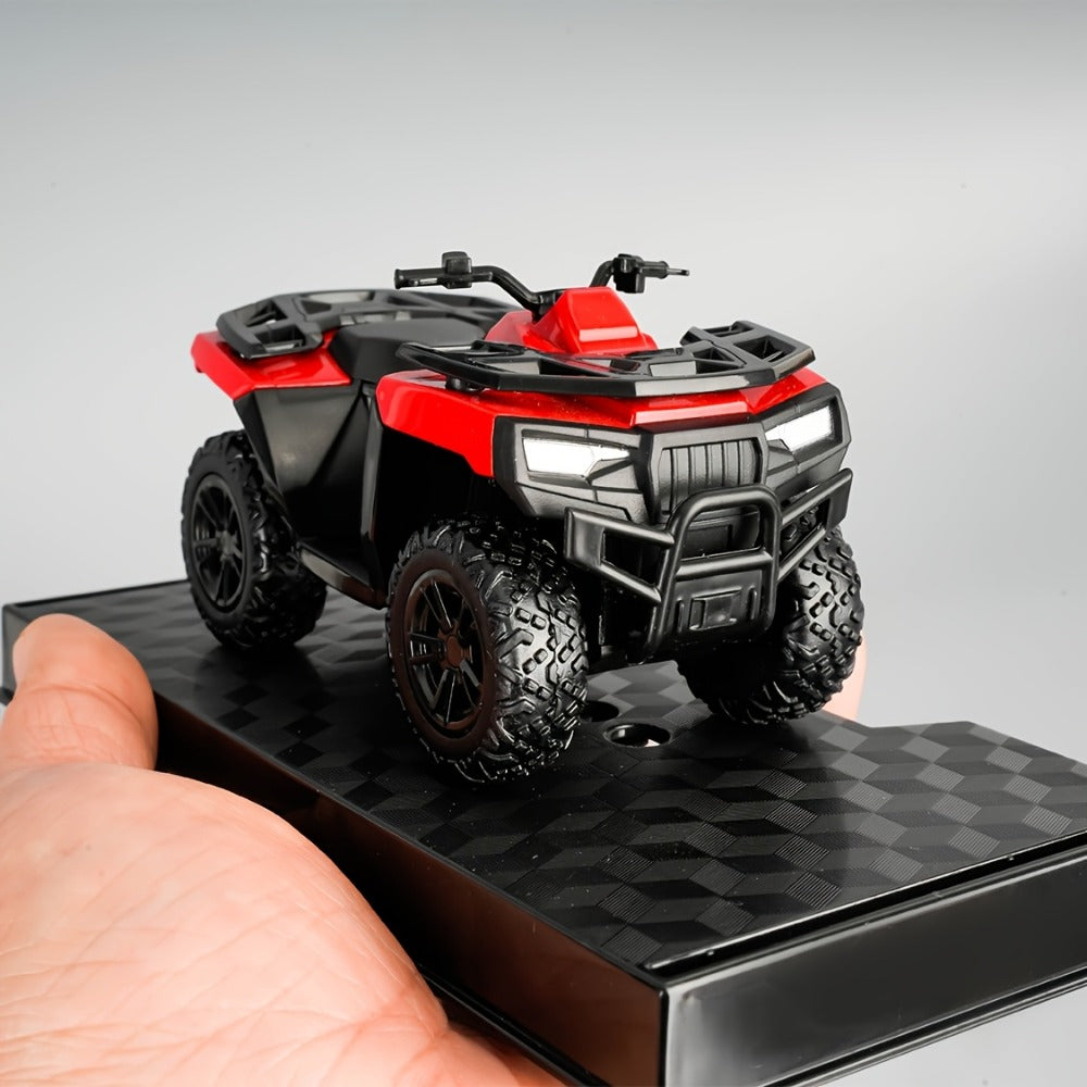 Zinc Alloy ATV Display Model in Red or Blue, 3.8 Inches Long with Plastic Chassis and Rubber Tires