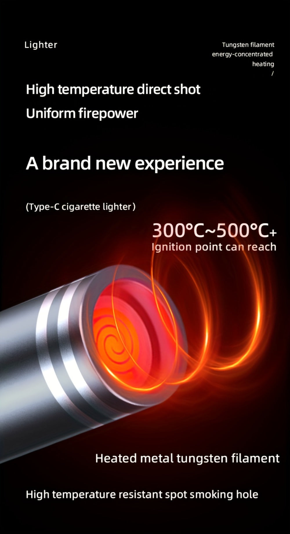 USB Type-C Electric Lighter – Aluminum Alloy Flameless Rechargeable Lighter, No Battery, Windproof – Ideal for Daily Use, Travel & Carry-On Airplane Safe