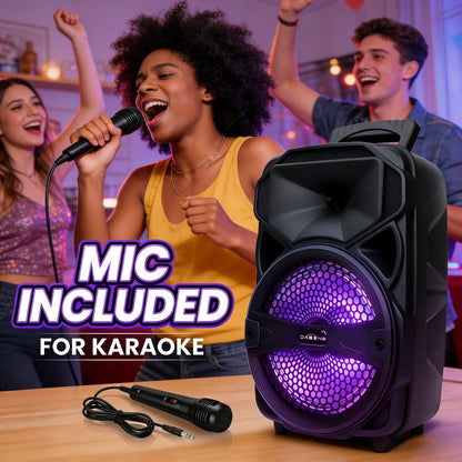 1000W Karaoke Machine with Wireless Bluetooth Party Speaker, 8-Inch Subwoofer, Loud Sound System