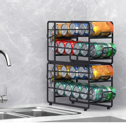 Can Dispenser Rack 2 Pack Stackable Sliding Metal Can Organizer for Kitchen Pantry Cabinet Countertop Canned Food Storage